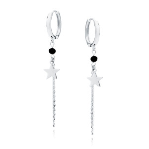 Cercei rotunzi argint cu stele Black Spinel DiAmanti Z1948DER-DIA (Argint 925‰ 2,5 g.)